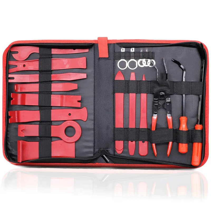 Car Trim Auto Panel Dash Audio Radio Removal Installer Repair Pry Tools Kit Fastener Removal with Storage bag Removal Tools Kit
Car Trim Auto Panel Dash Audio Radio Removal Installer Repair Pry Tools Kit Fastener Removal with Storage bag Removal Tools Kit