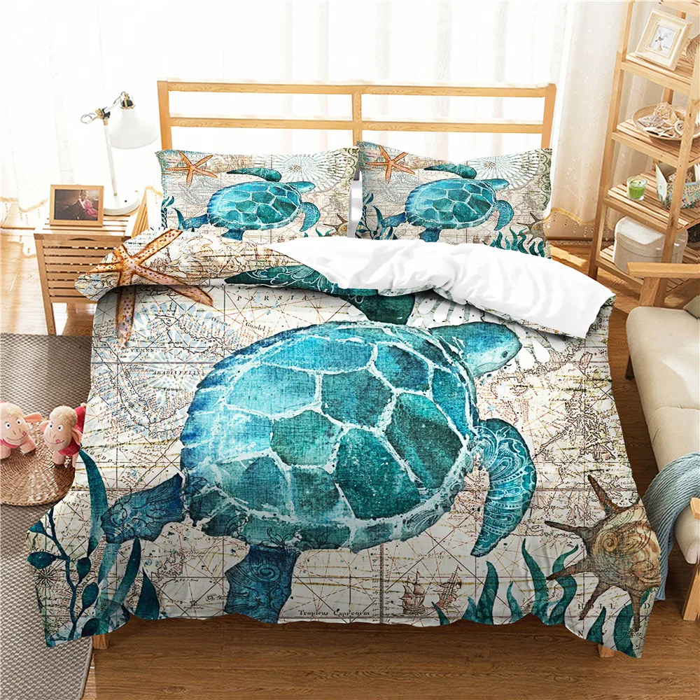 Set of Bed Linen Bedroom Clothes Sea Turtle Printed Home Textiles with Pillowcases Bedding Coverlet King Queen Couple Size
Set of Bed Linen Bedroom Clothes Sea Turtle Printed Home Textiles with Pillowcases Bedding Coverlet King Queen Couple Size