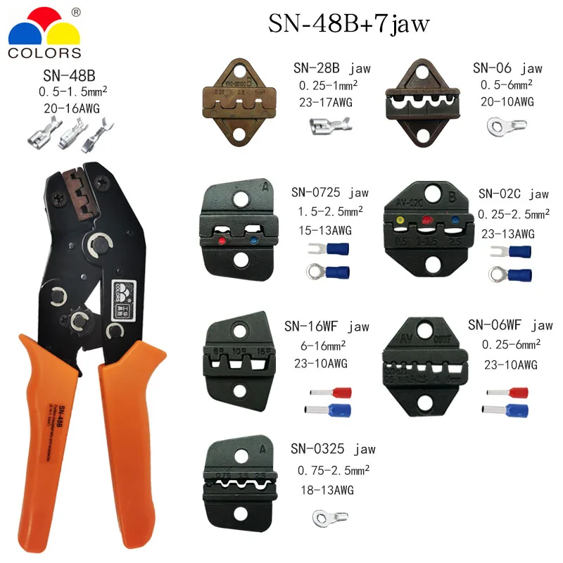 Crimping Pliers SN-48B 8-Prong Kit , For 2.8 4.8 6.3 VH2.54 3.96 2510 / Pipe / Insulated Terminal Multi-Function Tool
Crimping Pliers SN-48B 8-Prong Kit , For 2.8 4.8 6.3 VH2.54 3.96 2510 / Pipe / Insulated Terminal Multi-Function Tool