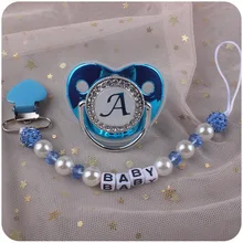 26 Name Initial Letter Baby Blue Pacifier And Pearl Crystal Pacifier Chain, Bpa Free Silicone Infant Nipple Set For New Born
26 Name Initial Letter Baby Blue Pacifier And Pearl Crystal Pacifier Chain, Bpa Free Silicone Infant Nipple Set For New Born