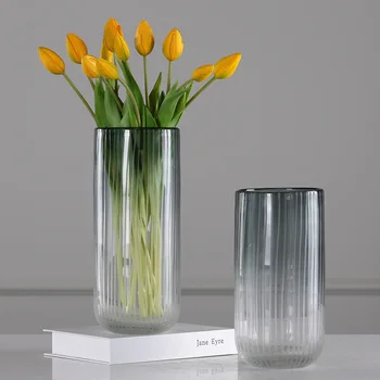 Jane New Gradient Ash Gray Vertical Striped Glass Vase Texture Table Living Room Study Glass Vase
Jane New Gradient Ash Gray Vertical Striped Glass Vase Texture Table Living Room Study Glass Vase