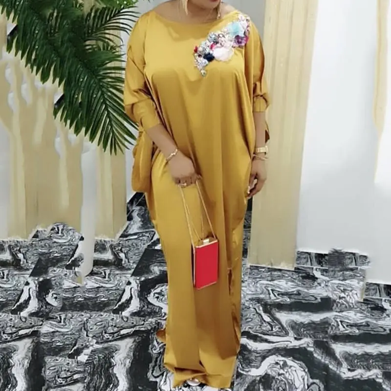Vintage Plus Size African Satin Maxi Dress Bat Sleeve Casual Retro Elegant Women Evening Party Oversized Long Dress Robe Vestido
Vintage Plus Size African Satin Maxi Dress Bat Sleeve Casual Retro Elegant Women Evening Party Oversized Long Dress Robe Vestido
