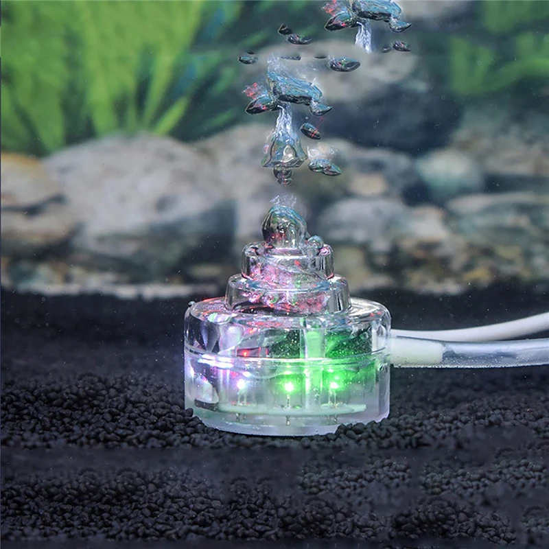 4 Underwater Aquarium LED Diving Lights with Air Pump Stone Submersible Aquarium Spot Lamp Fish Tank Ambient Lighting Colorful