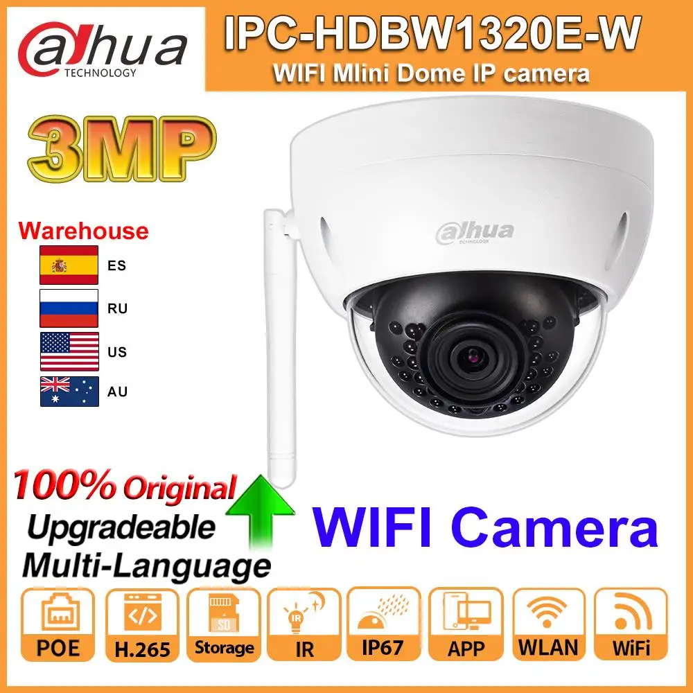 Dahua оригинальная IPC-HDBW1320E-W 3MP ИК Мини купольная 30 м WiFi сетевая ip-камера