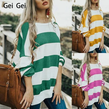 Women casual striped top t shirts ladies autumn o-neck long-sleeved t-shirt spring loose wild clothing tops overalls
Women casual striped top t shirts ladies autumn o-neck long-sleeved t-shirt spring loose wild clothing tops overalls