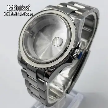 

Miuksi 40mm bidirectional bezel sapphire glass silver watch case Fit ETA 2836 Mingzhu DG2813 3804 Miyota 8205 8215 821A movement