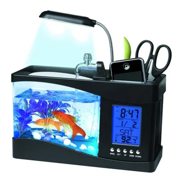 USB Desktop Mini Fish Tank Aquarium with LED Clock Table Decor Organizer @LS
USB Desktop Mini Fish Tank Aquarium with LED Clock Table Decor Organizer @LS
