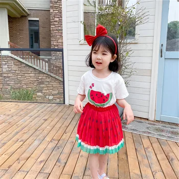 Girl Dress New Children's Clothing Summer New Cotton Beach T-shirt Pleated Watermelon Dress Cartoon Pattern Girl Dress 2020 
Girl Dress New Children's Clothing Summer New Cotton Beach T-shirt Pleated Watermelon Dress Cartoon Pattern Girl Dress 2020