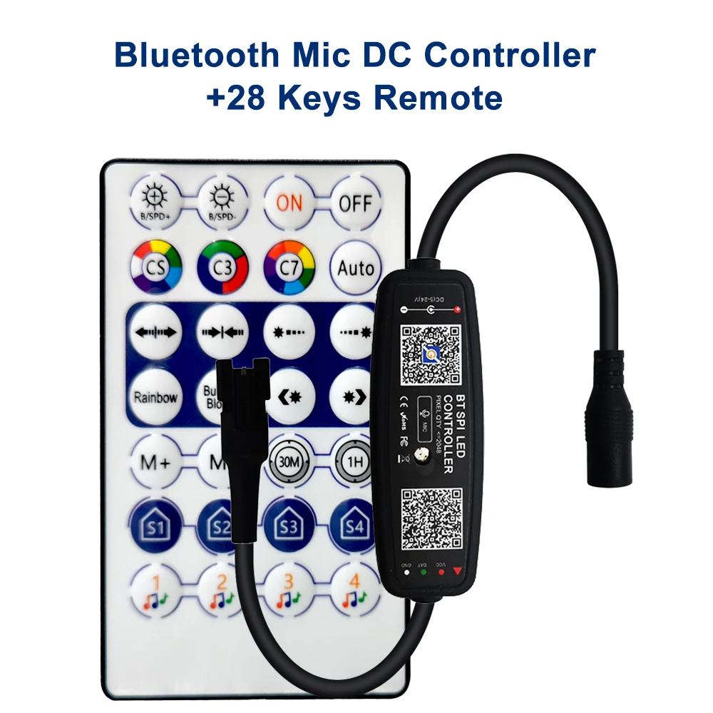 Magic Home Bluetooth LED Pixels Controller With 28Keys Remote DC/USB Music For WS2812 SK6812 WS2811 Strip DC5-24V | Освещение