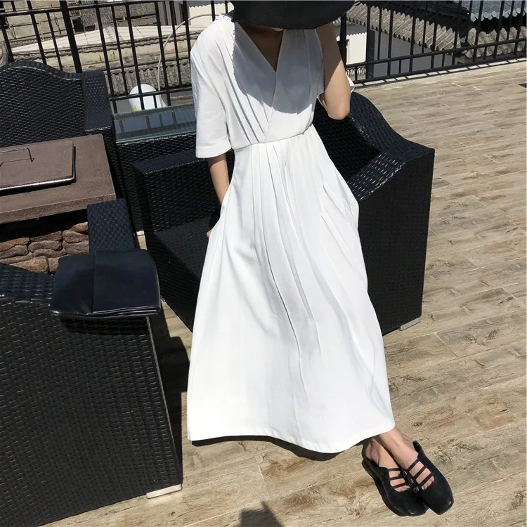 Dress Women's 2019 New Style Summer Wear Chiffon Popular V-neck Long Slimming Elegant Short Sleeve Slim Fit Summer Skirt
Dress Women's 2019 New Style Summer Wear Chiffon Popular V-neck Long Slimming Elegant Short Sleeve Slim Fit Summer Skirt