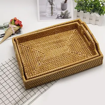 Hand-Woven Rattan Rectangular Serving Tray with Handles for Breakfast Drinks Snack for Coffee Table
Hand-Woven Rattan Rectangular Serving Tray with Handles for Breakfast Drinks Snack for Coffee Table