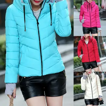 Fashion Women Girl Winter Casual Solid Color Thumb Hole Zipper Cotton Coat Warm Short Down Jacket 
Fashion Women Girl Winter Casual Solid Color Thumb Hole Zipper Cotton Coat Warm Short Down Jacket