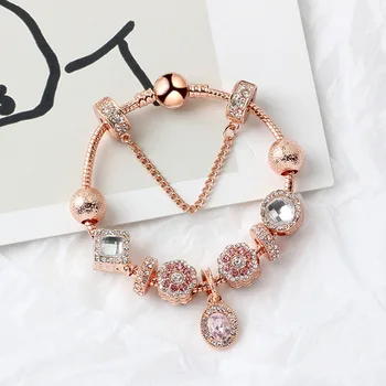 Original 925 Silver Rose Gold Crystal pendant Bracelet Sparkling Safety Chain Dangle Bracelets Beads Charm Jewelry Holiday Gift
Original 925 Silver Rose Gold Crystal pendant Bracelet Sparkling Safety Chain Dangle Bracelets Beads Charm Jewelry Holiday Gift