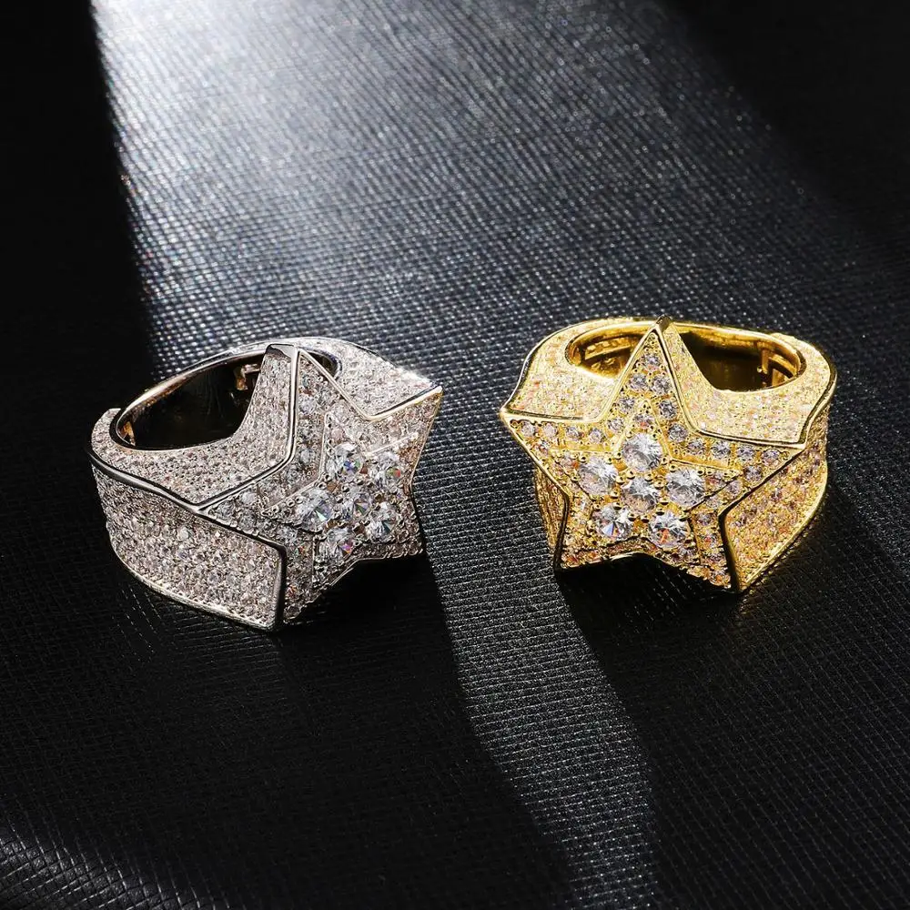 New Five-pointed Star Ring Micro-set Zircon Hip-hop Men's Hipster Ring Large Zircon Ring
New Five-pointed Star Ring Micro-set Zircon Hip-hop Men's Hipster Ring Large Zircon Ring