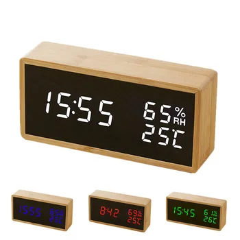 Modern Sound Control LED Alarm Clock Wooden Watch Despertador Temperature Humidity Electronic Desktop Digital Table Clocks
Modern Sound Control LED Alarm Clock Wooden Watch Despertador Temperature Humidity Electronic Desktop Digital Table Clocks
