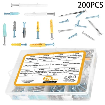 200Pcs/set High Quality Anchors Tapping Screws Assortment Diy Wall Raw Plugs Fixings Screw Set Tools
200Pcs/set High Quality Anchors Tapping Screws Assortment Diy Wall Raw Plugs Fixings Screw Set Tools