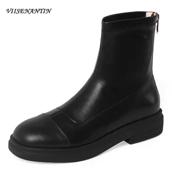 Casual Autumn Winter New White All-match Ins Trendy Round Toe Back Zipper Flat Ankle Boots Platform Retro Fashion Women Shoes 
Casual Autumn Winter New White All-match Ins Trendy Round Toe Back Zipper Flat Ankle Boots Platform Retro Fashion Women Shoes