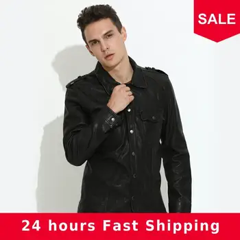 2020 Black Men Fashion Casual Leather Coat Single Breasted Plus Size XXXXL Genuine Sheepskin Slim Fit Autumn Leather Coat
2020 Black Men Fashion Casual Leather Coat Single Breasted Plus Size XXXXL Genuine Sheepskin Slim Fit Autumn Leather Coat