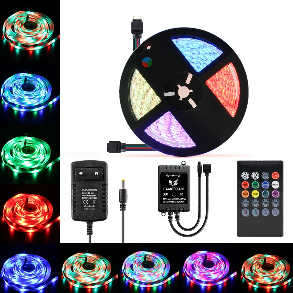 RGB Tape 5M 10M 15M 5050 Waterproof LED Light 30leds/60leds 20Key IR Remote Music Controller Led Strip Rope light 12V Adapter
RGB Tape 5M 10M 15M 5050 Waterproof LED Light 30leds/60leds 20Key IR Remote Music Controller Led Strip Rope light 12V Adapter