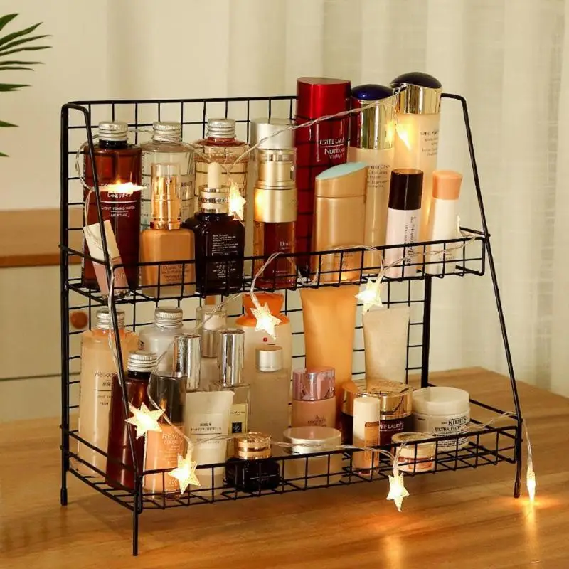 Multi-functional Nordic Iron Double-layer Desktop Storage Rack Home Cosmetic Display Shelf Bathroom Makeup Organizers Shelf
Multi-functional Nordic Iron Double-layer Desktop Storage Rack Home Cosmetic Display Shelf Bathroom Makeup Organizers Shelf