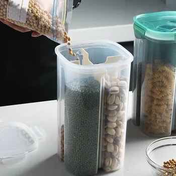 compartment plastic storage box Airtight cans kitchen grain multi-grain cans household food sealed storage cans rice beans 
compartment plastic storage box Airtight cans kitchen grain multi-grain cans household food sealed storage cans rice beans
