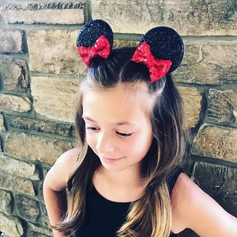 2019 Mickey Mouse Headband Pink Ear Headband Bow Hair Accessories