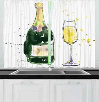 Pastel Yellow Emerald Champagne Kitchen Curtains Hand Drawn Like Artwork Bubbles Paint Bottle Glass Liquid Blots Window Drapes
Pastel Yellow Emerald Champagne Kitchen Curtains Hand Drawn Like Artwork Bubbles Paint Bottle Glass Liquid Blots Window Drapes
