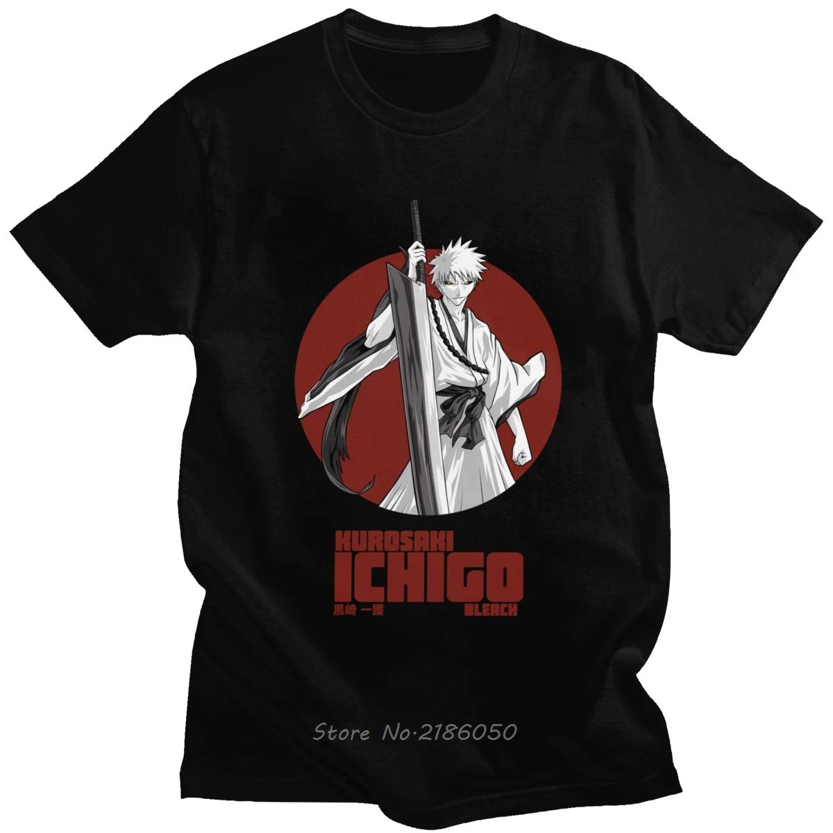 Ichigo Kurosaki футболка для мужчин хлопковая городская с круглым вырезом коротким