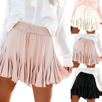 Fashion Summer Women Mini Skirts Solid Color Elastic High Waist A-Line Pleated Skirt Above Knee Skirts
Fashion Summer Women Mini Skirts Solid Color Elastic High Waist A-Line Pleated Skirt Above Knee Skirts