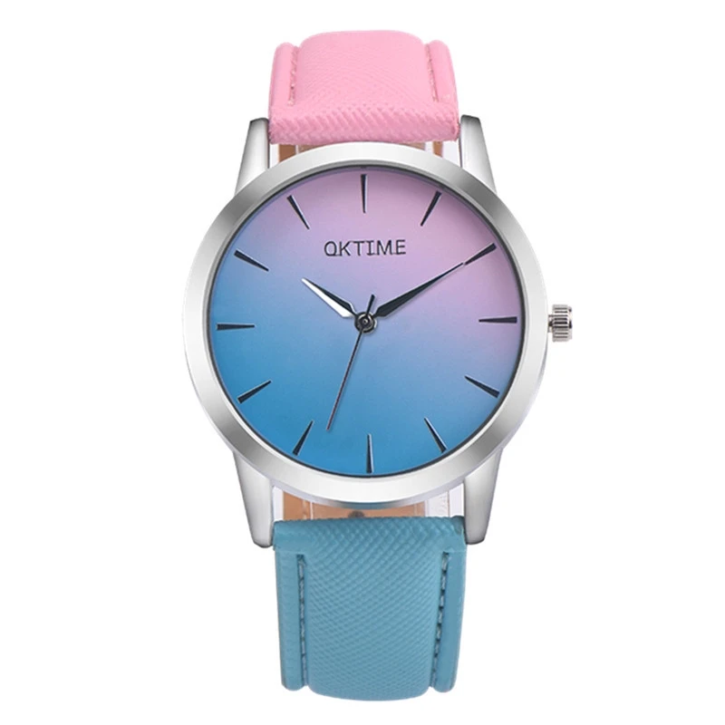 Фото Модные женские часы блокирующие цвет кварцевый аналогичный кожаный ремень