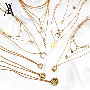 Bohemian Gold Color Star Moon Layered Necklace for Women Vintage Geometric Portrait Coin Pendant Long Necklace Choker Collares
Bohemian Gold Color Star Moon Layered Necklace for Women Vintage Geometric Portrait Coin Pendant Long Necklace Choker Collares
