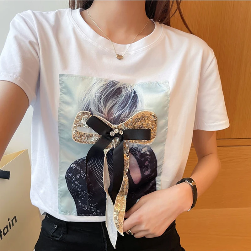 GGRIGHT Tee Shirt Femme Bow Womens Tops White T Shirt Women 2021 New Summer Short Sleeve Woman Clothes Casual Tshirt Female
GGRIGHT Tee Shirt Femme Bow Womens Tops White T Shirt Women 2021 New Summer Short Sleeve Woman Clothes Casual Tshirt Female