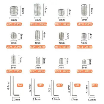 245pcs/Set Stainless Steel Hex Wrench Socket Screw Cup Point Assortment M3-M8 Durable And Practical
245pcs/Set Stainless Steel Hex Wrench Socket Screw Cup Point Assortment M3-M8 Durable And Practical