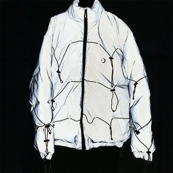 Winter Women Reflective drawstring Jacket Casual Hip Hop Windbreaker Thick warm Parkas Brand Women Coat Fluorescent Clothing
Winter Women Reflective drawstring Jacket Casual Hip Hop Windbreaker Thick warm Parkas Brand Women Coat Fluorescent Clothing