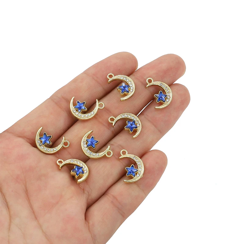 10pcs 10x15mm Blue Crystalstar and golden moon charm for DIY jewelry making fashion earring pendant necklace bracelet charms 
10pcs 10x15mm Blue Crystalstar and golden moon charm for DIY jewelry making fashion earring pendant necklace bracelet charms