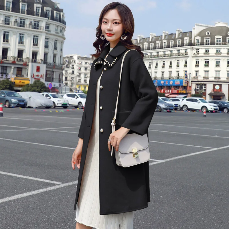 Woolen Coat Women's Autumn And Winter New Style Elegant Woolen Cloth Thick Mid-length over-the-Knee Coat Women's Fashion 
Woolen Coat Women's Autumn And Winter New Style Elegant Woolen Cloth Thick Mid-length over-the-Knee Coat Women's Fashion