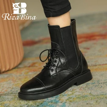 RIZABINA Real Leather Women Ankle Boots Cross Strap Winter Shoes Women Round Toe Warm Short Boot Office Lady Fashion Size 35-39 
RIZABINA Real Leather Women Ankle Boots Cross Strap Winter Shoes Women Round Toe Warm Short Boot Office Lady Fashion Size 35-39