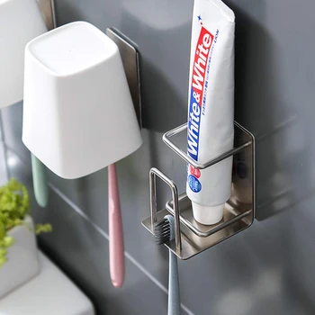 Toothbrush Holder Wall Mounted Adhesive 3 in 1Toothbrush Toothpaste Cup Holder Organizer Stainless Steel Holder for Bathroom 
Toothbrush Holder Wall Mounted Adhesive 3 in 1Toothbrush Toothpaste Cup Holder Organizer Stainless Steel Holder for Bathroom