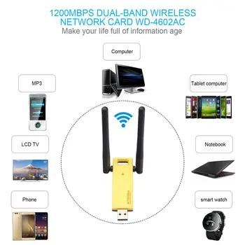Wireless USB Adapter 1200mbps Dual Band 5Ghz 2.4Ghz Adapter 802.11ac RTL8812BU Chipset Aerial Dongle Mini USB Network Card
Wireless USB Adapter 1200mbps Dual Band 5Ghz 2.4Ghz Adapter 802.11ac RTL8812BU Chipset Aerial Dongle Mini USB Network Card
