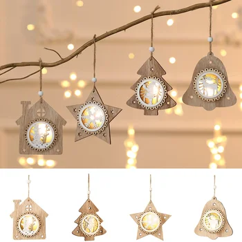 Christmas Wooden Ornament LED Light Pentagram House Bell Shape Openwork Luminous Lamp Hanging Rope Pendant Decoration LK
Christmas Wooden Ornament LED Light Pentagram House Bell Shape Openwork Luminous Lamp Hanging Rope Pendant Decoration LK
