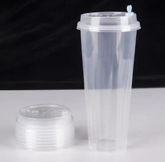 

700ml 24oz Disposable Plastic Cups Thicken Injection Heat Resisting Milk Tea Cup Transparent Hot Drinks Juice Coffee Mug With Li