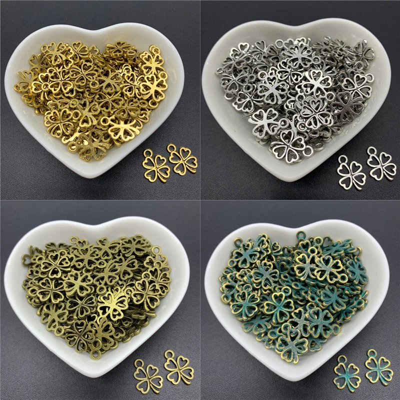 

30pcs/Lot 17mm Alloy Beads Cap Ancient Charms Four-Leaf Clover Shape Pendant Charms For Jewelry Making DIY Accessories