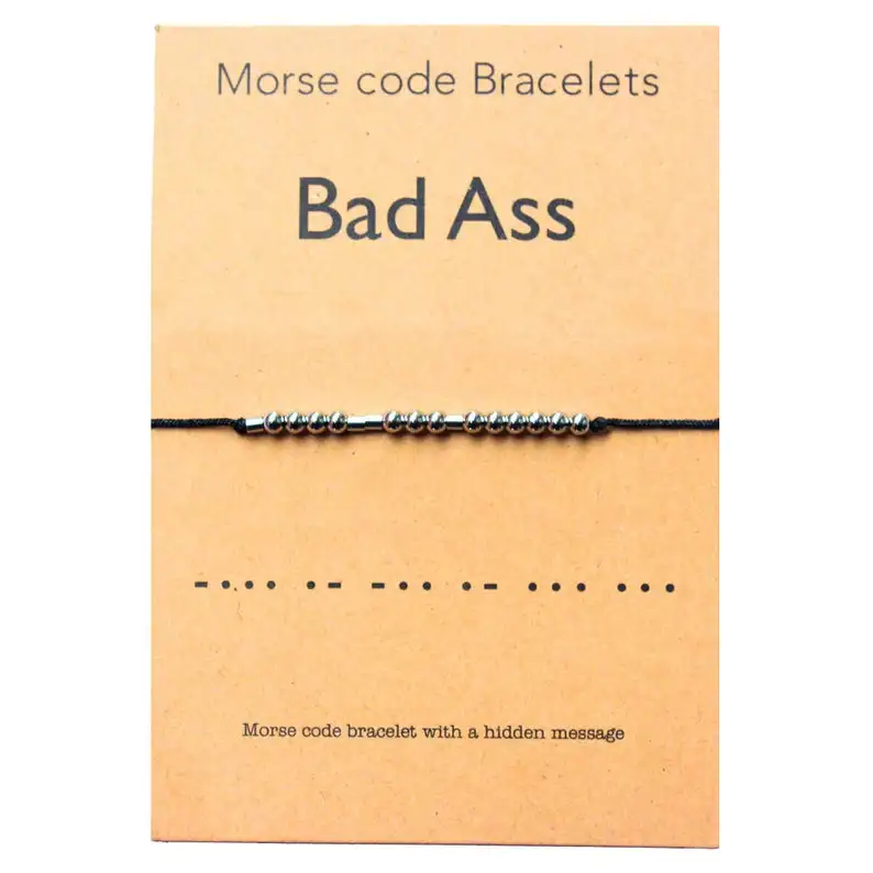 Браслет Bad Ass код Морзе ювелирные изделия подарок для нее бусины из нержавеющей
