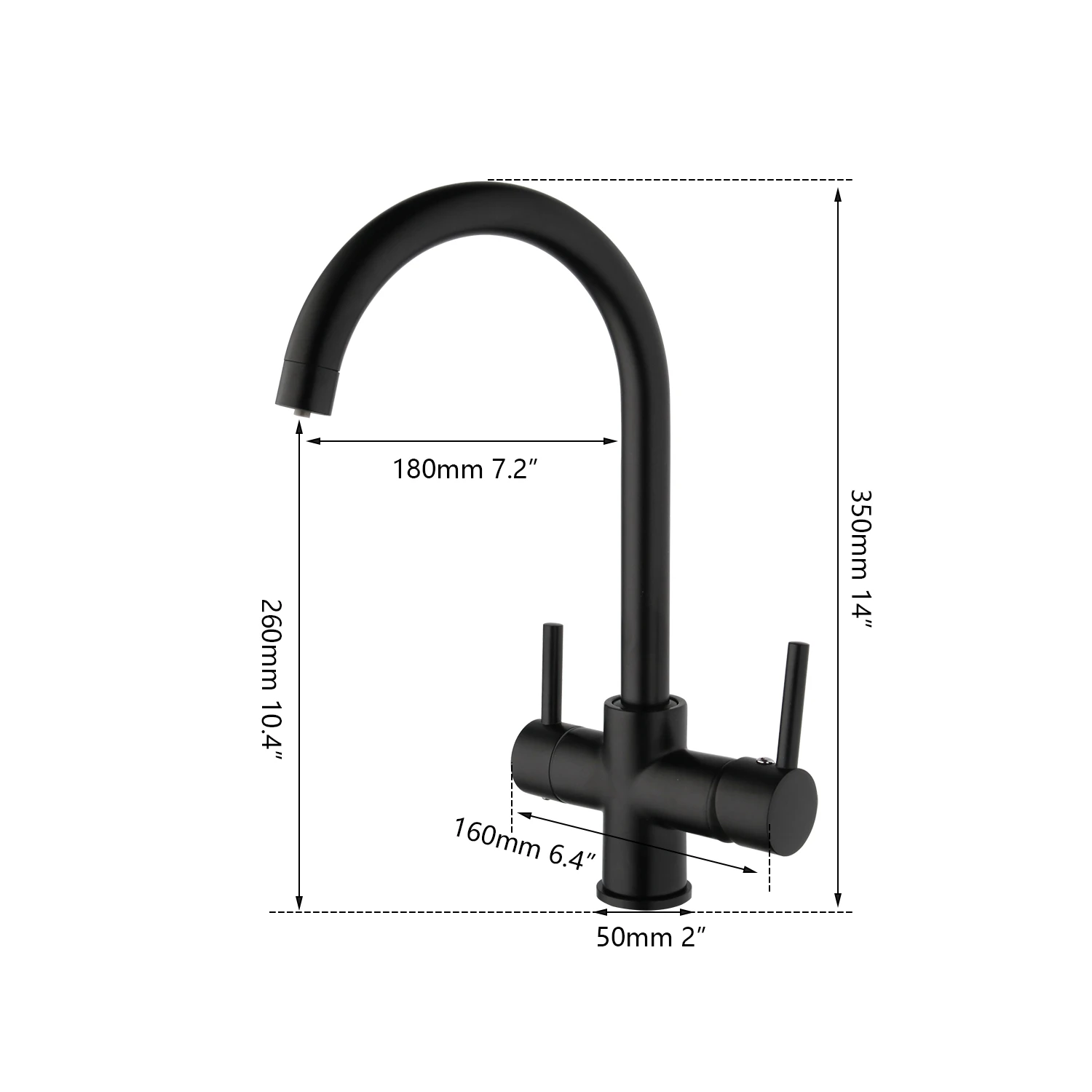 Description Picture 3 of itemKEMAIDI Chrome Kitchen Faucets 360 Degree Rotation Brass Drinking Filtered Water Kitchen Faucet Deck Mounted Mixer Black