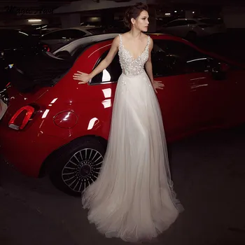 Magic Awn Chic Lace Tulle Wedding Dresses Boho Appliques Illusion V-Neck A-Line Beach Princess Bridal Gowns Open Back Vestido
Magic Awn Chic Lace Tulle Wedding Dresses Boho Appliques Illusion V-Neck A-Line Beach Princess Bridal Gowns Open Back Vestido