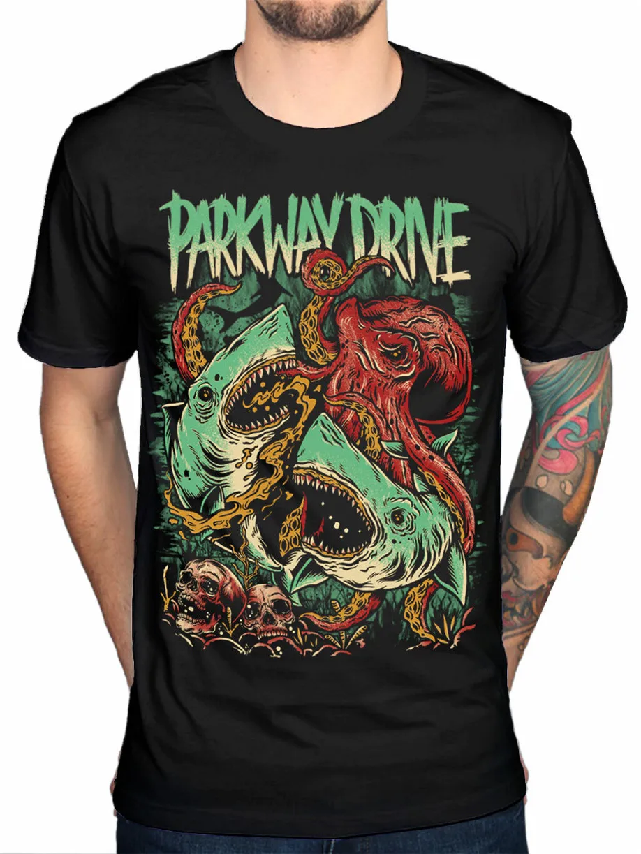 Parkway Drive новая футболка Sharktapuss группа товар Metalcore 50 Lions Мужская с принтом|Футболки| |