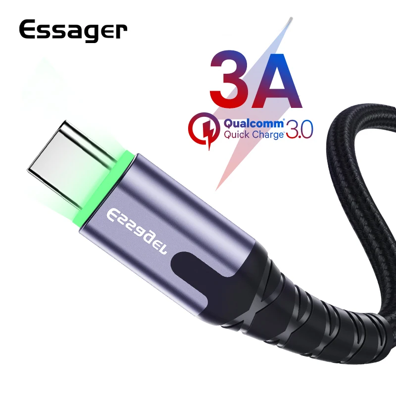 Essager LED USB Type C Cable Fast Charge Wire Cord 3m USBC Cable for Xiaomi K20 Samsung Oneplus 7 Pro Mobile Phone USB-C Wire
Essager LED USB Type C Cable Fast Charge Wire Cord 3m USBC Cable for Xiaomi K20 Samsung Oneplus 7 Pro Mobile Phone USB-C Wire