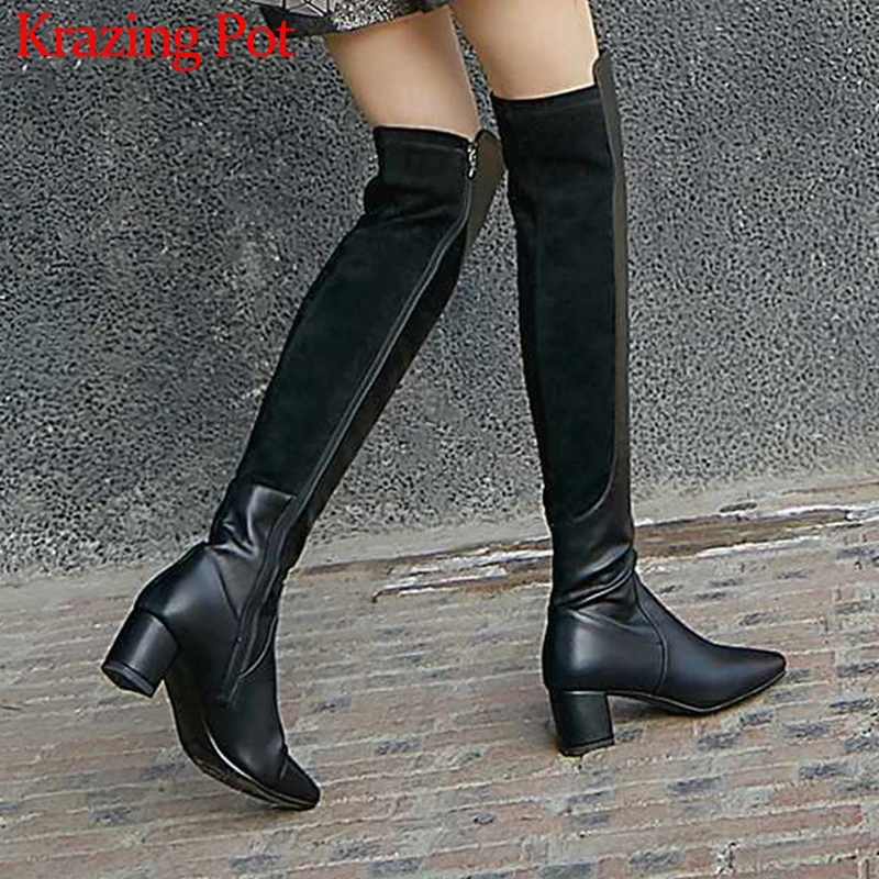 krazing pot winter classic simple style cow leather flock square toe high heels keep warm side zip fashion thigh high boots L14
krazing pot winter classic simple style cow leather flock square toe high heels keep warm side zip fashion thigh high boots L14