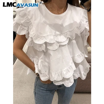 LMCAVASUN Spring and Summer Elegant Women Shirts Irregular Layers of Wooden Ear Doll Shirts Hollow Lace Stitching Flounce Shirts
LMCAVASUN Spring and Summer Elegant Women Shirts Irregular Layers of Wooden Ear Doll Shirts Hollow Lace Stitching Flounce Shirts