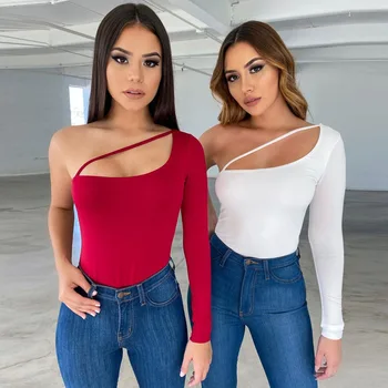 Spring Women One Shoulder Long Sleeve Sexy Bodysuit Bodycon One Piece Bodysuits Stretchy Jumpsuit Leotard Streetwear Clothes
Spring Women One Shoulder Long Sleeve Sexy Bodysuit Bodycon One Piece Bodysuits Stretchy Jumpsuit Leotard Streetwear Clothes